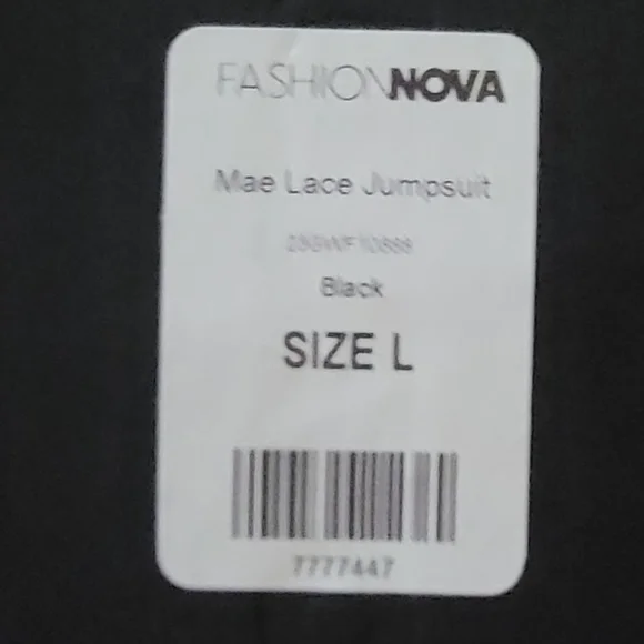 (NWT) Fashion Nova Black Mae Lace Jumpsuit - Picture 4 of 4